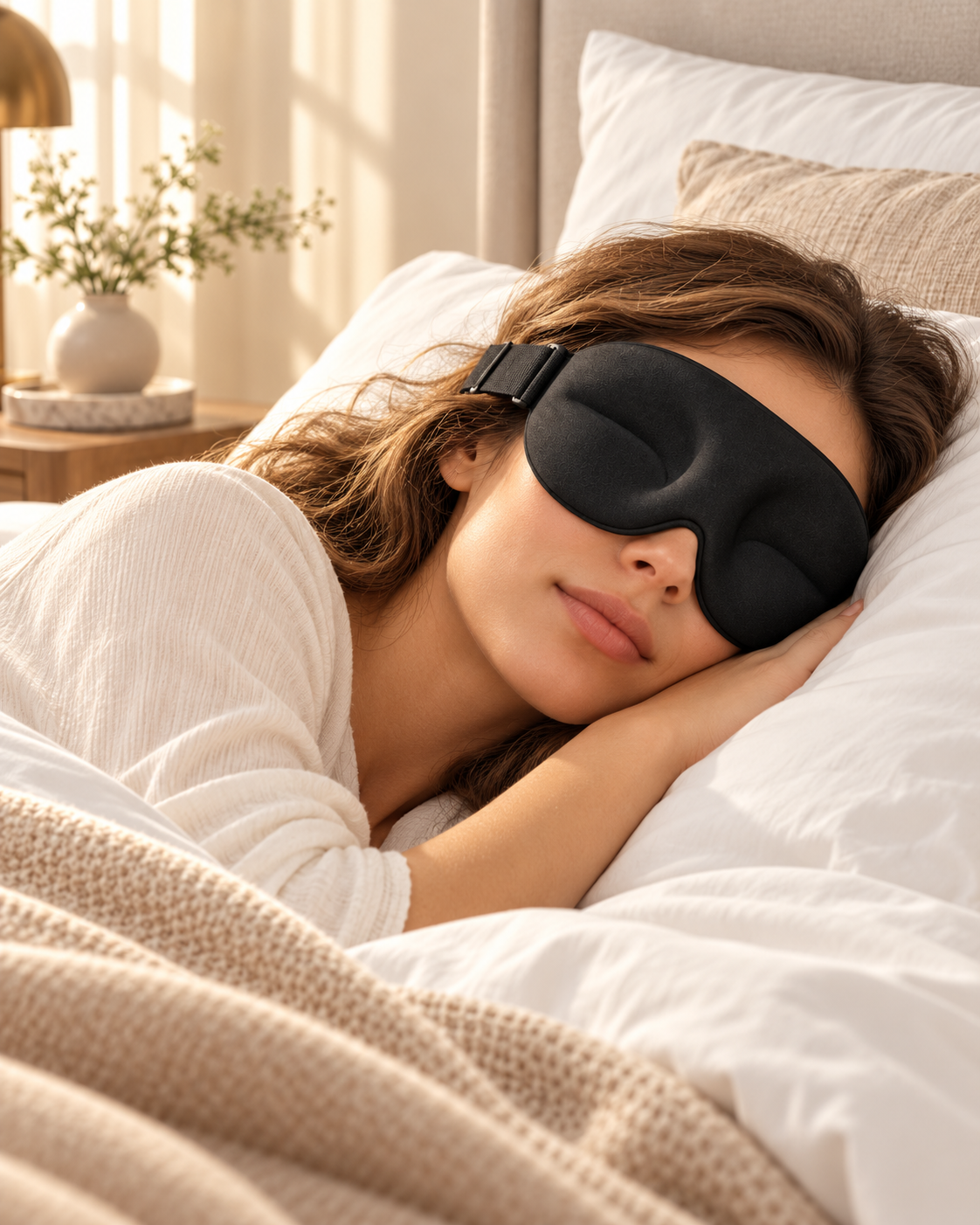 Femme dormant avec le masque de sommeil 3D Maisoly